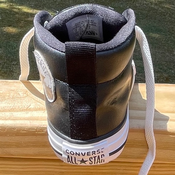 Converse Black Leather Sneakers Size 13 - Picture 15 of 16